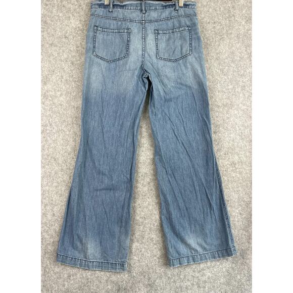 Free People Jeans Womens 31 Light Wash Wide Leg Stretch Mid Rise Boho Festival - Picture 8 of 14